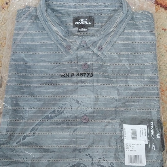 O'Neill Slausen Short Sleeved Button Down Shirt, Navy, size XL - Picture 5 of 6